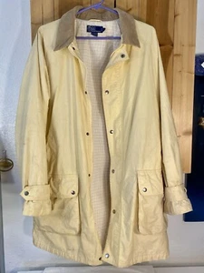 Vintage 90s Lg Polo Ralph Lauren Lined Rain Jacket Cotton Xtra Long Preppy - Picture 1 of 15