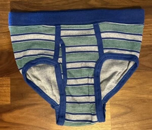 Hanes Boys Size Medium Blue Cotton Comfort Brief Underwear Ringer Striped - Picture 1 of 5