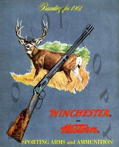ANTIQUE 8X10 PHOTO PRINT 1961 WINCHESTER WESTERN ARMS AMMUNITION ADVERTISEMENT - Picture 1 of 1