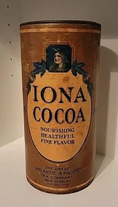 Iona Kakao Vintage Papier über Dose Atlantic & Pacific Tea Co 2 Pfund Wirtschaftsstärke SIEHE - Bild 1 von 24