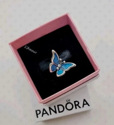Auténtico Pandora 925 Ale Azul Gran Tamaño Mariposa Dije 793747C01 con Caja E41 Foto 1 de 4