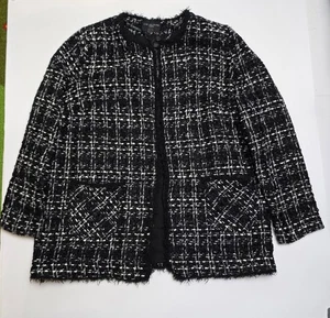  Live Unlimited London Jacket  Frayed Row Edges Boucle Size 16 - Picture 1 of 11