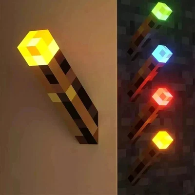 Minecraft Game USB Torch LED Lamp Night Light Rechargeable Home Decor Gift Kids. - Image 1 of 4