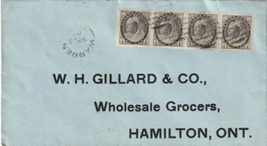 Canada WARREN ON Split Ring Queen Victor 1/2c x4 Numerals 1902 - Picture 1 of 1