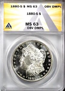 1880-S Morgan Silver Dollar $1 ANACS MS63 Choice Uncirculated Obverse DMPL - Picture 1 of 3