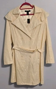 NWT Ashley Stewart Women's Cream Trench Coat Size 18/20 Fishermen's Aesthetic - Picture 1 of 10