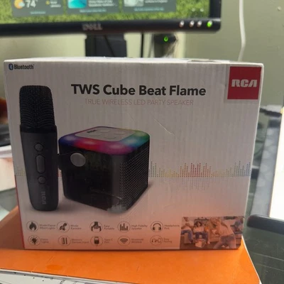 RCA Cube Beat Flame True Wireless LED Party Speaker Karaoke Bluetooth Microphone - Image 1 of 4