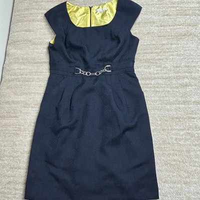 Vestido Sandra Darren Mujer 10 Azul Marino Cadena Cinturón Forrado Manga Gorra Funda Foto 1 de 4