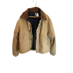 Abrigo Chaqueta Carhartt Para Hombres Arenisca Pato Tareas Cuello Pana Ropa de Trabajo De Colección - Imagen 1 de 15