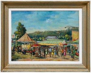 Roland Dufils (1920-1973) - Mid 20th Century Oil, Day at the Fair - Picture 1 of 7