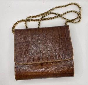 Vintage Brown Croc/Gator Leather Ruth Grimaldi crossbody bag 7x7.5x2 - Bild 1 von 18