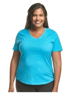 Женская футболка Just My Size JMS с v-образным вырезом бирюзовый синий короткий рукав размер 3X - Изображение 1 из 4