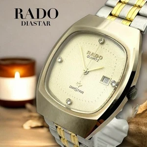 Rado Diastar Quartz Square Watch 4P Diamonds Gold Used Authentic - Picture 1 of 9