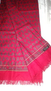 VINTAGE BRITISH TOOTAL BURGUNDY MIX PAISLEY SCARF 10" x 48"🌺 - Picture 1 of 9