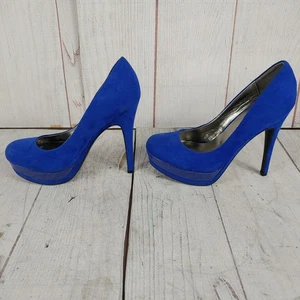 G by GUESS GGCannor 3 Women Heels Size 6.5M - BLUE Faux Suede Platform Shoes - Picture 1 of 8