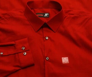 J Ferrar Slim Fit Men's XL Button Up Long Sleeve Red Dress Shirt 17-17.5, 32/33 - Picture 1 of 2