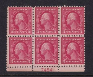 1914 Washington 2c Sc 425 MNH with original gum, plate block of 6 (DL - Picture 1 of 1