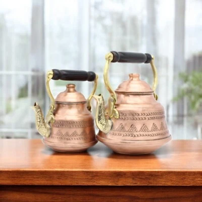 JUEGO DE TETERA TURCA TRADICIONAL HECHA A MANO DE COBRE MARTILLADO A MANO SEMAVER ÚNICO Foto 1 de 4