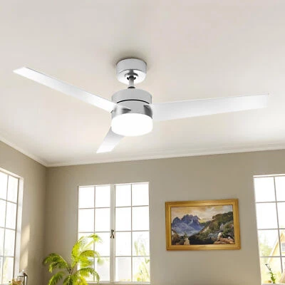 Ventilador de Techo 52" Ajustable Luz LED Minimalista Función Reversible 3 Aspas Foto 1 de 4