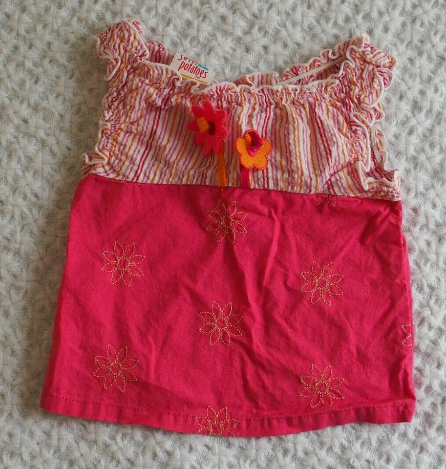 Camiseta boutique listras florais batata doce 2T meninas feita nos EUA - Imagem 1 de 1