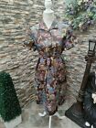 Vintage 50s  60s 'mad Men Style ' Shirt Dress Brown Floral Retro  Small