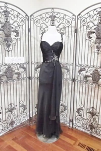G1613A DAVE & JOHNNY 6166 BLACK SZ 8 $249 PROM PARTY PAGEANT FORMAL GOWN DRESS - Picture 1 of 6