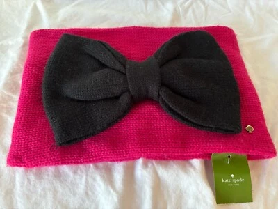 Kate Spade NY Colorblock Bow Neckwarmer Sweetheart Pink Black Bow NWT - Image 1 of 4