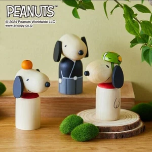 PEANUTS Snoopy Holzfigur KOKESHI PUPPE 3er Set Japan limitiert Handarbeit - Bild 1 von 13