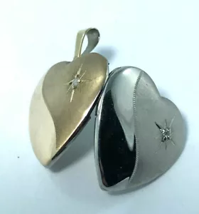 9k Diamond Heart Photo Locket Pendant_375 two tone gold white and yellow - Picture 1 of 12