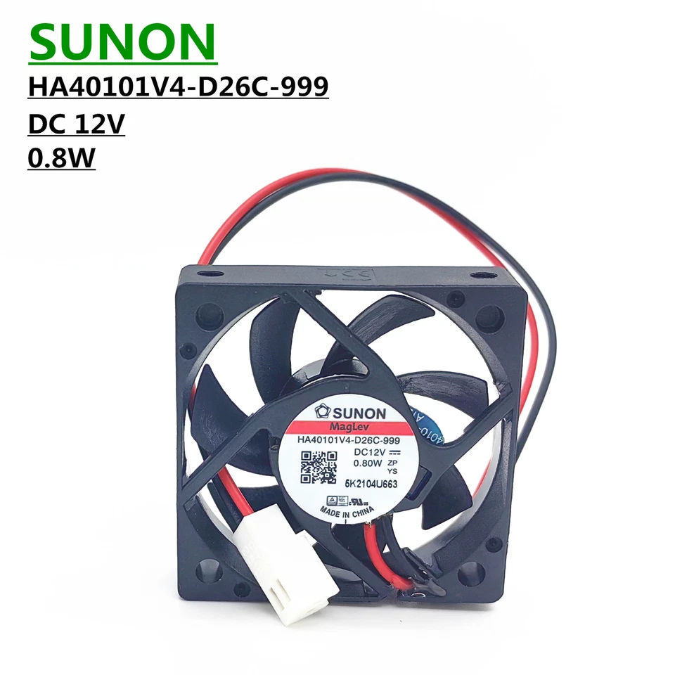 SUNON HA40101V4-D26C-999 4010 12V 0.8W 2P Magnetic Suspension Silent Fan - Image 1 of 4