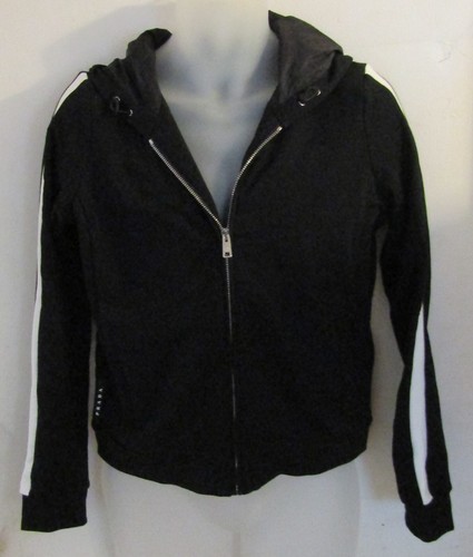 Giacca con cappuccio felpa zip davanti maglia cotone righe bianco nero Prada nuova