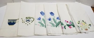 Lot of 6 Fingertip Embroidered Tea Towels/Napkins 20'' x14'' - Picture 1 of 4