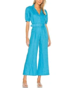 Faithful The Brand Size XS /6 Frederikke Boilersuit in Plain Blue Topaz Jumpsuit - Picture 1 of 10