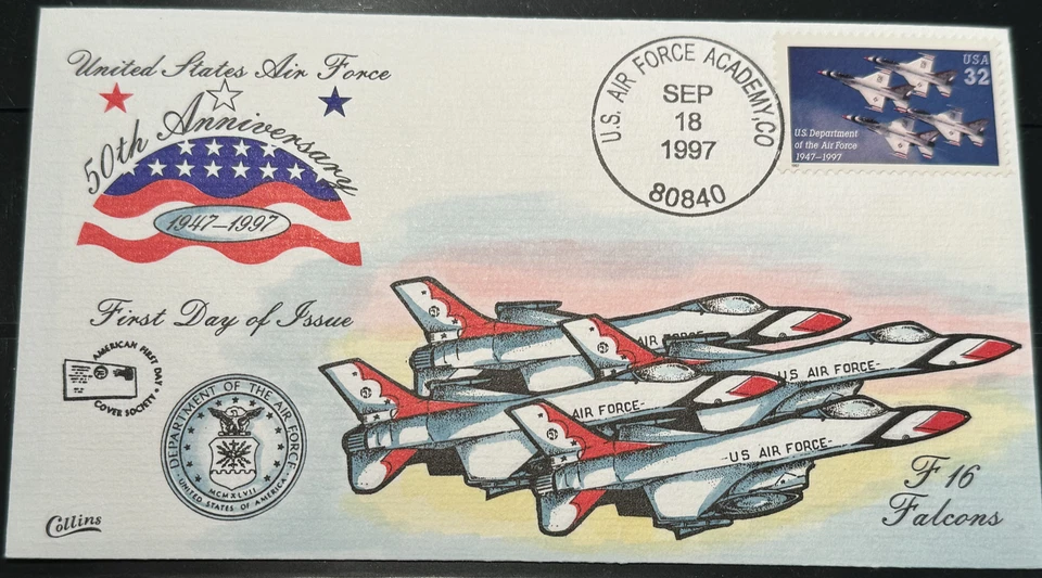 #3167 32c Air Force  FDC Hand-Painted  Collins Perfect - Image 1 of 1