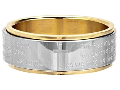 Anel giratório feminino Inox Jewelry aço inoxidável oração do Senhor - Novo com etiquetas - Imagem 1 de 2