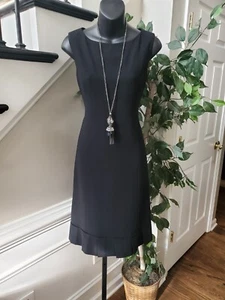 Jade Women's Black 100% Polyester Round Neck Sleeveless Knee Length Dress Size 6 - Picture 1 of 10