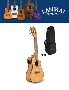 Ukelele eléctrico corte natural de concierto de arce acolchado Lanikai | estuche gratuito | NUEVO - Imagen 1 de 7