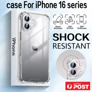 For iPhone 16 Pro Max 16 Pro Plus 16 15 Shockproof Clear Gel Case - Picture 1 of 12