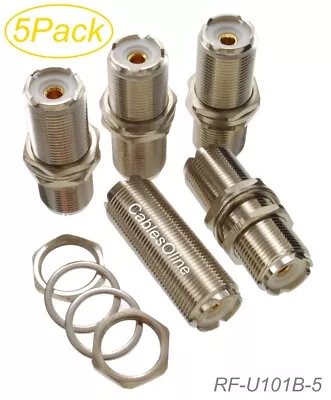 5-Pack UHF SO239 Female to UHF SO239 Female Coaxial Bulkhead Inline Couplers - Image 1 of 4