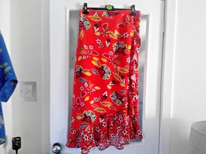 Orange/Multi TU Women Size 12 Frilled Accents Midi/Maxi Skirt VGC - Picture 1 of 6