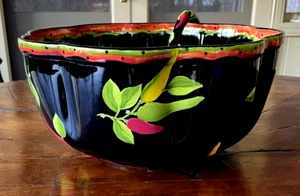 Laurie Gates Large Hand Painted Bowl and Ladle - Picture 1 of 6