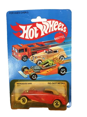 风火轮蓝卡 1982 梅赛德斯 540K 红色带白色墙壁 #3911 新卡 — 第 1/4 张图片