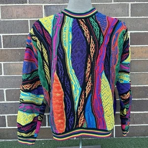 Vintage COOGI 3D Knit 90s Rare Multicolor SIZE L Cotton - Picture 1 of 8