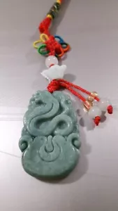 Feng Shui Snake Crafted Green Jade Hanging rebirth, and protection - Picture 1 of 6