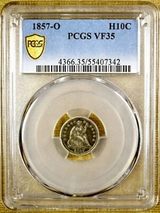 1857-O PCGS VF35 Seated Liberty Half Dime - PCGS Gold Shield - Picture 1 of 2