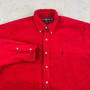Vintage Polo Ralph Lauren Blaire Shirt Men XL Red Corduroy Blue Pony Preppy NWOT - Picture 1 of 8