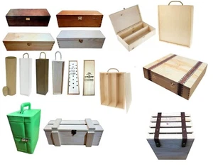 Wine Box holder for gift long wines boxes storage wooden Many Types - Picture 1 of 110