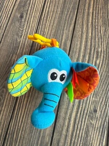 Infantino Blue Plush Elephant Baby Toy With Yellow Star Clip & Crinkle Ears - Picture 1 of 6