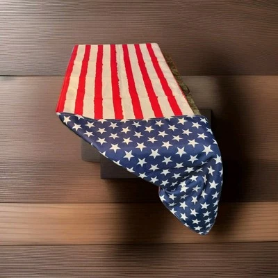 Patriotic Table Runners 4pc Red White Blue Stars Stripe Reversible Food Network - Image 1 of 4