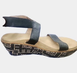 Vionic Cancun Supportive Wedge Wo's Sz 10 Black Ankle Buckle Strap Sandals $129 - Picture 1 of 11
